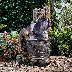 Serenity Playing Otters Water Bucket Water Feature