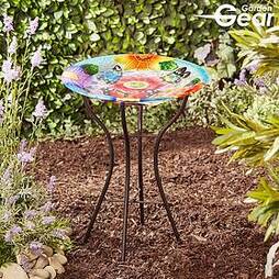 Garden Gear 18-Inch Glass Birdbath with Stand